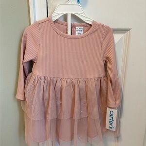 Carter's Blush Ribbed Long Sleeve Dress